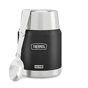 Thermos Black Stainless Steel Food Jar with Spoon